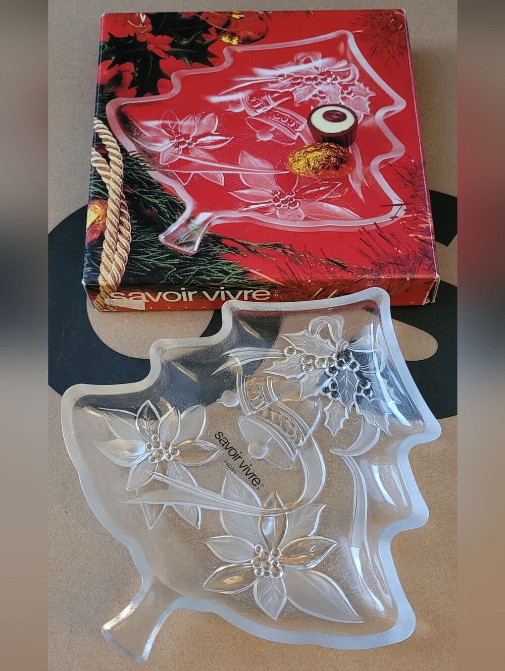 Clear Glass Christmas Tree Serveware Platter